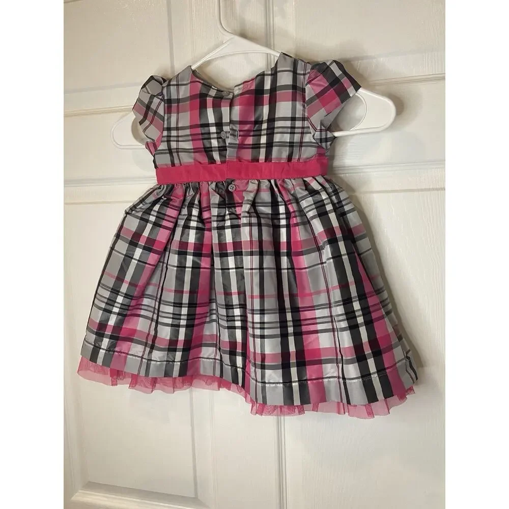 Carter’s Baby Girl Plaid Dress Pink Gray Tulle Party 18M Holiday Cute